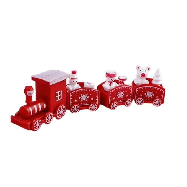 Tren navideño pintado a mano con , adornos navideños, artesanía tradicional para decoración de festival de chimenea, coleccionabl Rojo perfecl Trenes en miniatura