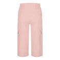 thumbnail image 7 of Cargo Capris for Women Casual Stretch Straight Leg Cargo Pants Loose High Waisted Button Cropped Trouser with Pocket Pink XL, 7 of 7