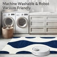thumbnail image 5 of ODIKA 4'x6' Machine Washable Non-Slip Area Rug, Contemporary Wave Motif with Fluid Interlocking Curves and Contrasts High Traffic Rug, Navy, 249723, 5 of 7