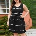 thumbnail image 2 of ATOYSOY Women's Plus Size Knee Length A Line Dress Stripe Pleated Sleeveless Summer Sundress Scoop Neck Boho Beach Comfy Casual Relaxed Trendy Workout Retro Black, 2 of 4