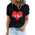 thumbnail image 2 of Valentine Top for Women, Floral Printed T Shirts for Women, Short Sleeve Tee Women's Lover Printed T-Shirt Crew Neck Short Sleeved Tops Blouse, 2 of 5