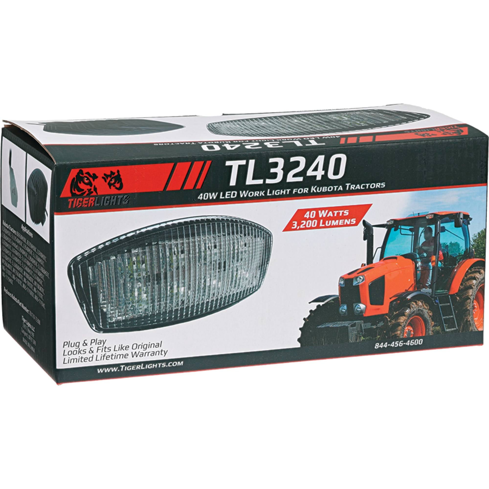 Tiger Lights LED Work Light 12V TL3240 For Kubota B2650HSDC Flood Off-Road Light