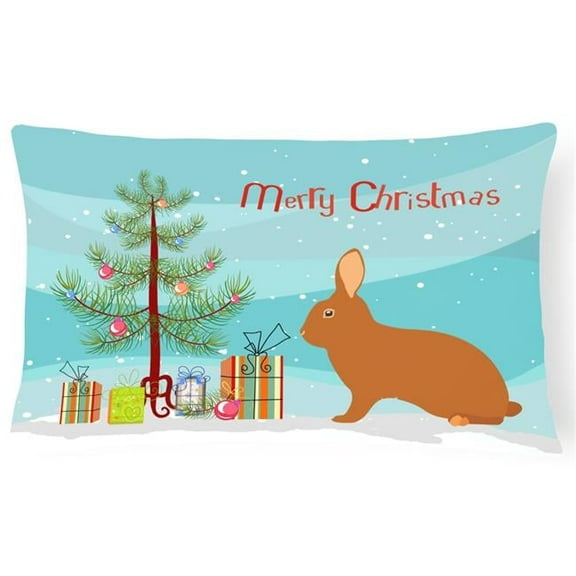 Carolines Treasures BB9336PW1216 Rex Rabbit Christmas Canvas Fabric Decorative Pillow, Teal, 12H x16W, multicolor