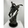 thumbnail image 5 of Frederic Remington Solid American Bronze Mountain Man Statue Sculpture baby size 11”H x 8.5”L x 4”W, 5 of 6
