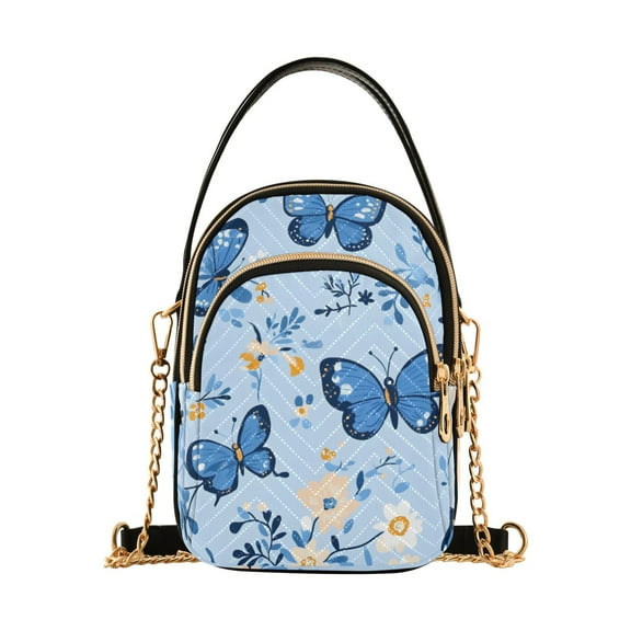 joogoo Women Butterfly Flowers Chain Crossbody Bags Shoulder Handbag Phone Purse