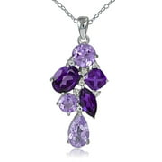 SILVERSPECK Sterling Silver with 3.5ct TGW African Amethyst, Amethyst and White Topaz Cluster Necklace