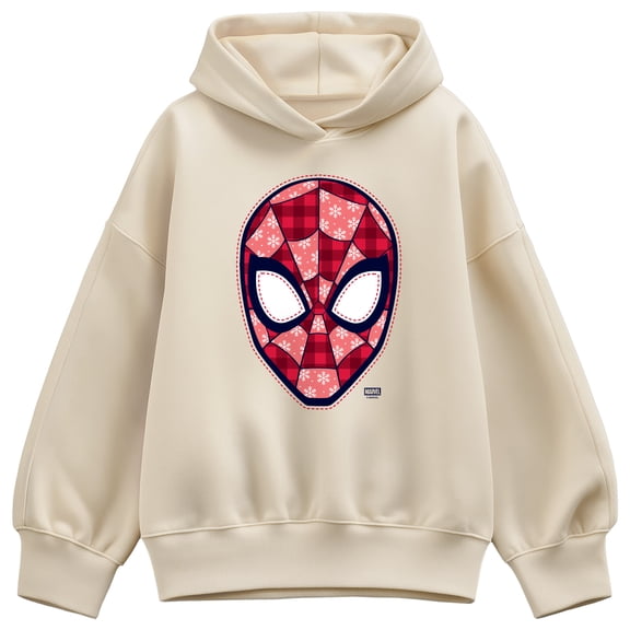 Spider-Man - Plaid & Snowflake Pattern Oversized Fleece Hoodie Sweatshirt