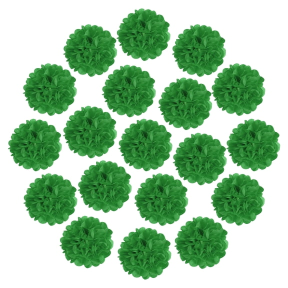 20Pcs Paper Pom Poms, 4 Inch Paper Flowers Tissue Paper Flowers Mexican Paper Flowers for Birthdays Party Wedding Dark Green