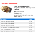 thumbnail image 2 of Engine Oil Temperature Sensor - Compatible with 2008 - 2020 Jeep Grand Cherokee 2009 2010 2011 2012 2013 2014 2015 2016 2017 2018 2019, 2 of 2
