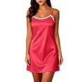thumbnail image 6 of YOIAVAIOY Free Size Women's Satin Lace Nightgown Thin Spaghetti Strap Short Slip Dress Lightweight Summer Loungewear Sleepwear Without Built-in Bra for Bridal Party Red, 6 of 9