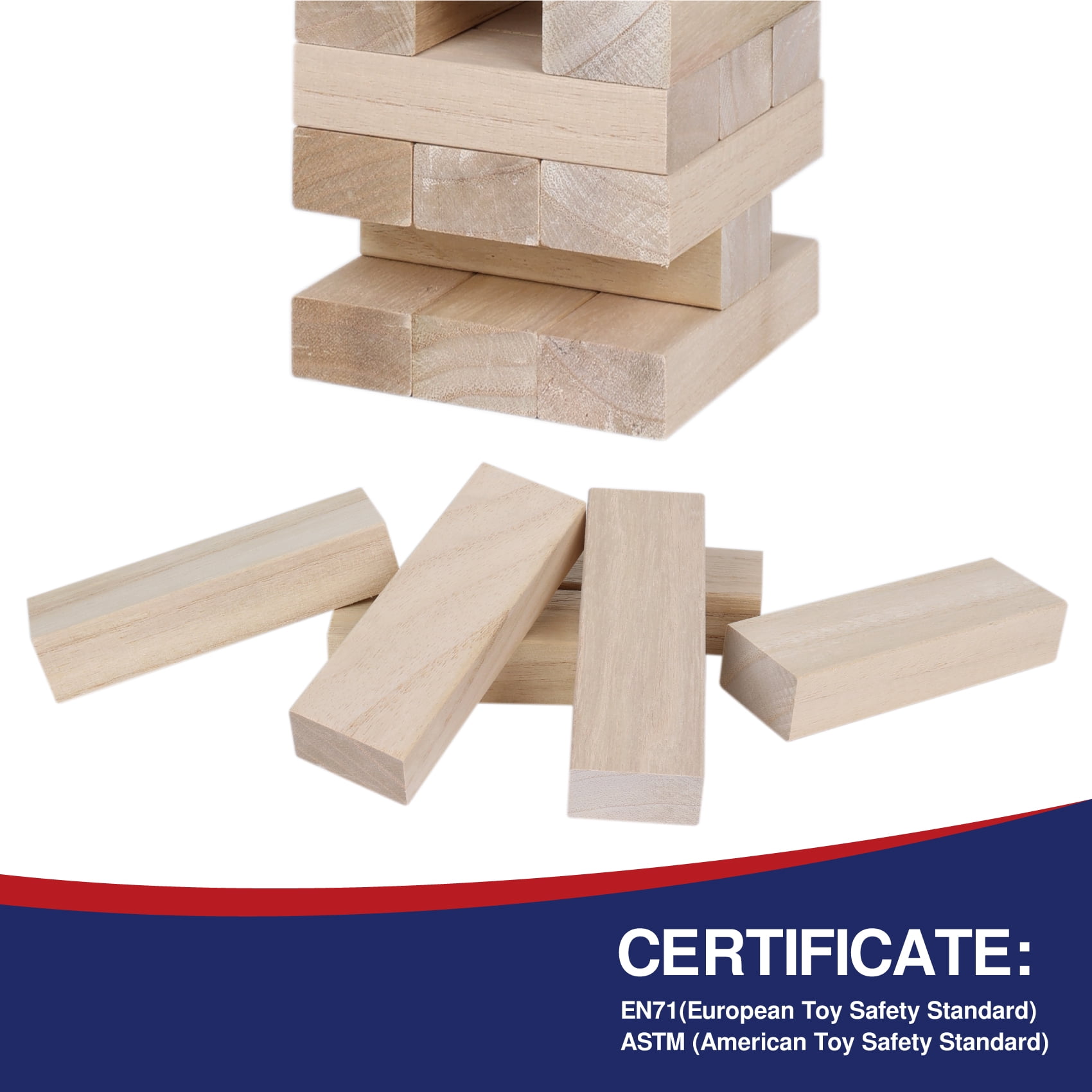 Fugocen Giant Tumble Tower Game, 60pcs Large Wooden Stacking Game Stack to Over 3.2 FT Gifts for Adult Kids