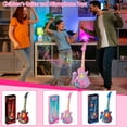 thumbnail image 3 of All-in-One Microphone Toy, Kids Microphone with Adjustable Stand & Flashing Stage Colorful Lights, Portable Toddler Star Bluetooth Karaoke Machine Set for Girls Boys Birthday (Guitar,Pink), 3 of 7