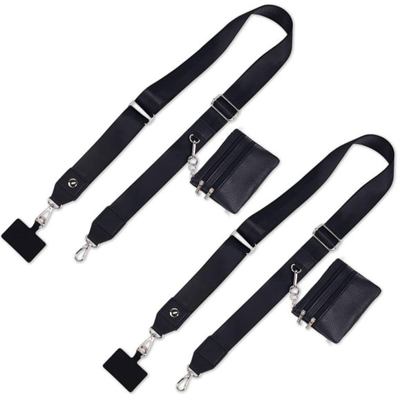 2 Pack Clip and Go Strap for Phone with Wallet Crossbody - Phone Strap Crossbody with Zippered Pouch, Multifuctional Adjustable Cell Phone Lanyard for Going out