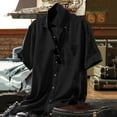 thumbnail image 2 of KTMKH Men's Cotton And Linen Solid Color Lapel Short Sleeved Casual Jacket, 2 of 7