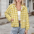 thumbnail image 3 of Jackets for Women Winter Coat Jackets Flannel Stand Collar Jacket(Aesthetic Golden Yellow And White Ripple,Size:S-4XL), 3 of 7