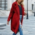 thumbnail image 6 of Xyxonk Womens Fuzzy Fleece Jacket Sherpa Trench Coat Lapel Collar Open Front Jacket Fall Winter Fashion Long Sleeves Outwear,Red 2XL, 6 of 8