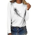 thumbnail image 2 of PVCS Hauts pour Femmes Col Rond Imprimé Manches Longues Décontracté Blouse Ample T-shirt Hauts, 2 of 5
