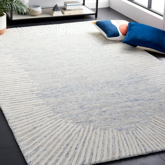 SAFAVIEH Abstract Frieda Radiate Area Rug, Blue/Ivory, 6' x 6' Square