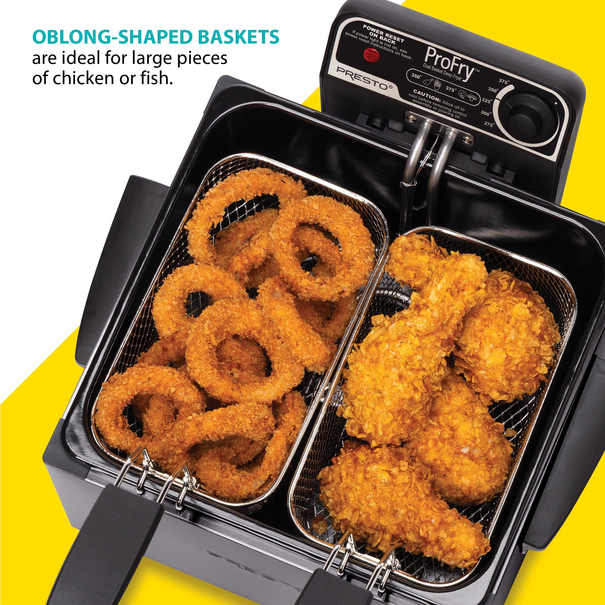 Presto 5 Qt Dual Basket Pro Fry Immersion Element Black Deep Fryer 05489