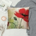 thumbnail image 2 of Nawypu  Flower Throw Pillow Cushion Cover, Red Poppy Flower Grungy Paint Brush Effect Beige Floral Design Digital Art Print, Decorative Square Accent Pillow Case, 2 of 5
