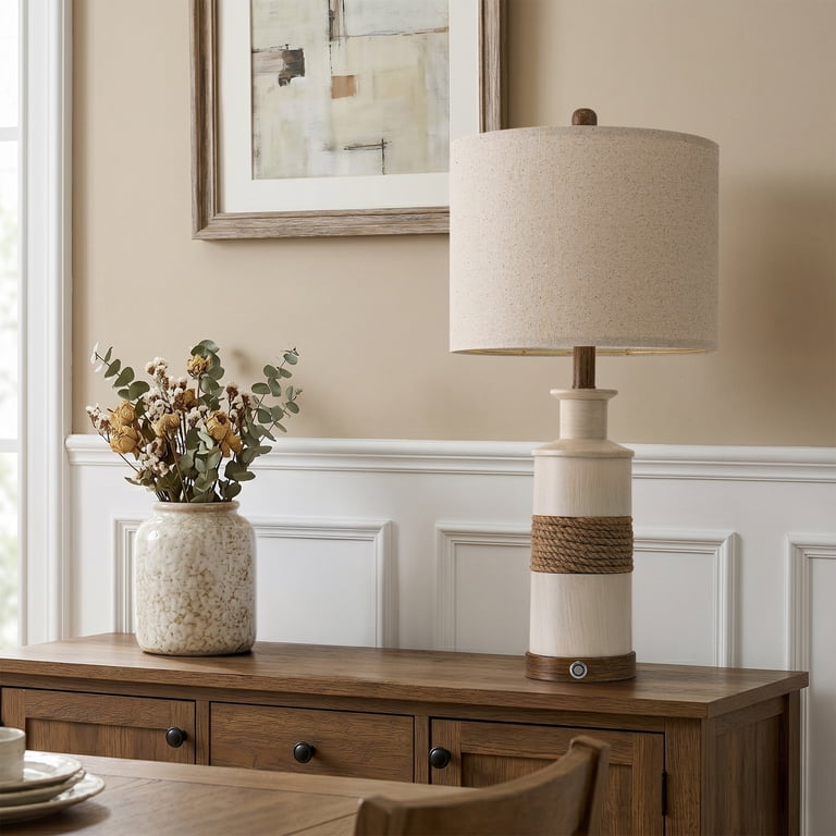 Oneach Farmhouse Table Lamp Set of 2, 24.25", Resin photo 8
