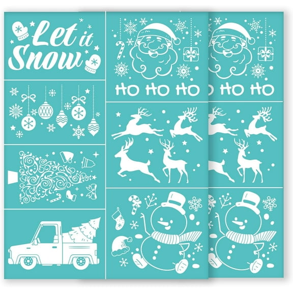 2 PCS Christmas Sign Self-Adhesive Silk Screen Printing Stencils 8.5x11 Inch Reusable Mesh Transfer Stencils Christmas Tree Snowman Santa Chalk Paste Paint Stencils Painting Home Decor