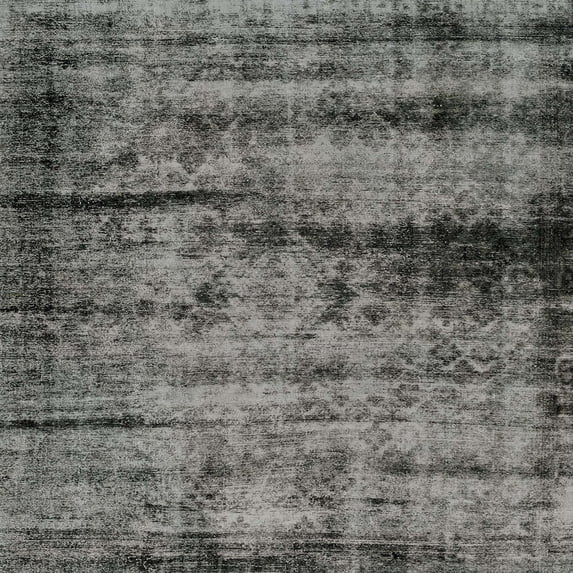 Ahgly Company Indoor Square Abstract Gunmetal Gray Persian Area Rugs, 4' Square
