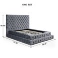 thumbnail image 4 of Eleonora King Size Luxurious Upholstered Velvet Bed in Gray Color, 4 of 9