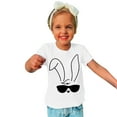 thumbnail image 2 of Lilgiuy Toddler Easter Shirts Summer Solid Color Cute Bunny Sunglasses Graphic T-Shirt Rabbit Easter Day Gift Short Sleeve Unisex Tops for School Beach Holiday(White,9-10 Years), 2 of 5