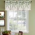 thumbnail image 3 of 2 Pack Sage Green Eucalyptus Valances for Windows Bedroom Living Room Window Treatments, Farmhouse Weeping Leaves Linen Rod Pocket Valance Drapes Short Kitchen Curtains Over Sink 42"x12", 3 of 8