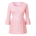 thumbnail image 2 of EGNMCR Blouse pour Enfants, Blouse et Chemise à Manches Longues à Col Rabattu Été Col Rond Manches 3/4 Imprimé à Rayures Grande Taille T-shirt Long Blouse pour Femmes Enceintes, 2 of 5