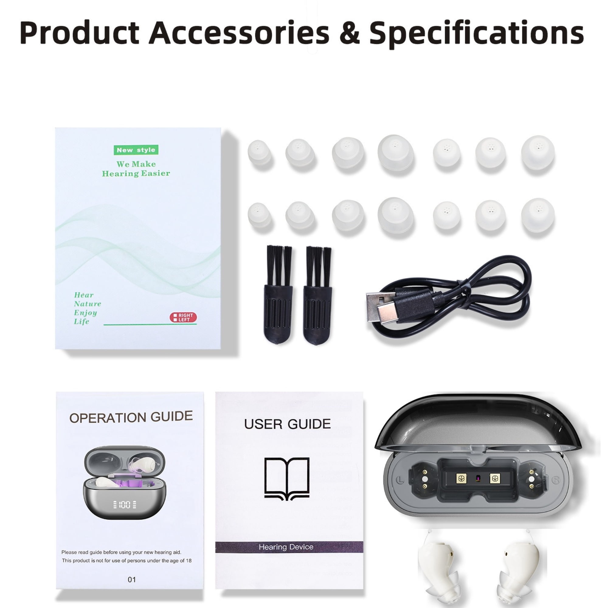 Hearing Aids, Invisible Rechargeable Digital Hearing Aids for Seniors with 16-Channel Sound Processing Noise Cancelling OTC Auto-On/Off