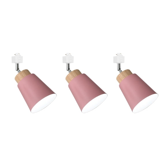 KAYYELAMP 3Pcs Macaron Pink Halo System Adjustable Titl Angle Track Lighting E26 Base Modern Design for Farmhouse Kitchen Sink Gallery Loft(No Bulb, Track)