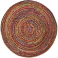 thumbnail image 3 of Safavieh Cape Cod Collection CAP202A Handmade Boho Braided Jute & Cotton Area Rug, 6' x 6' Round, Red / Multi, 3 of 4