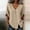 Beige, variant on Solid Womens Summer&nbsp;Tops Front Slit Hem Pearl Button Blouses Casual Deep V‑Neck Dolman 3/4 Sleeve Relaxed Fit White