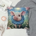 thumbnail image 2 of Orinice Pig Flowers Sun Graphic Decorative Cushion Throw Pillow Cover Short Plush 1PC for Home Couch Living Room Bed Sofa Pillowcase Spring Theme 12x12in, 2 of 5