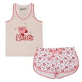 thumbnail image 4 of Bioworld Kirby Daisies & Kanji Logo Women’s Racer Back Tank Top & Dolphin Shorts Sleep Set, Pink, Small, 4 of 7