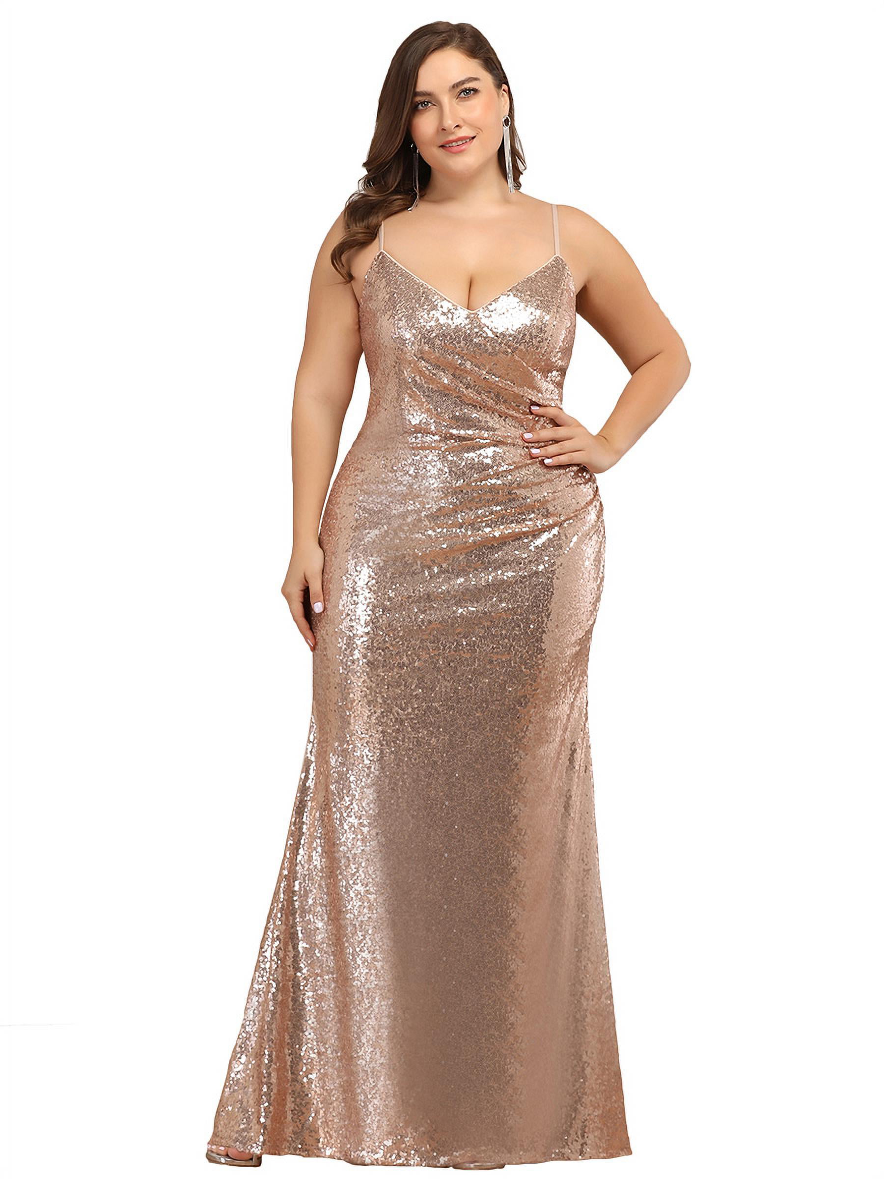 Sequins V Neck Long Formal Bridesmaid Dress Plus Size Evening Party Prom Gown 16 