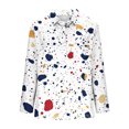 thumbnail image 5 of Sexlip Casual Printed T-shirt Long Sleeved Lapel Button Comfortable Loose Fit Women Top Fashionable Daily Wear Stylish Design Perfect for Home and Work White S, 5 of 5