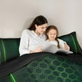 thumbnail image 5 of jejeloiu Modern Abstract Geometric Queen Comforter Set,Neon Honeycomb Pattern Bedding Sets,Green Hexagon Striped Bedding Comforter Set For Boys Kids,Microfiber Bedroom Decor Reversible,3pcs, 5 of 8