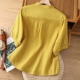 thumbnail image 4 of Guzom Fashion Womens Summer 1/2 Sleeve Round - Neck Blouse for Casual Comfort,Yellow,Size 4XL, 4 of 9