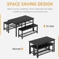 thumbnail image 5 of Lamerge 3-Piece Dining Table Set, Black Dining Table with Storage Shelf, Kitchen Table and Chairs Set for 4, Dining Table Set with 2 Benches, Industrial Dining Table Set for Dining Room, Kitchen, 5 of 8
