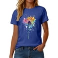 thumbnail image 5 of GEWSEY Womens Cute Make A Wish Dandelion Printed Tee Shirts Summer Cotton Vintage Graphic Tees Tops (Blue, 3XL), 5 of 8