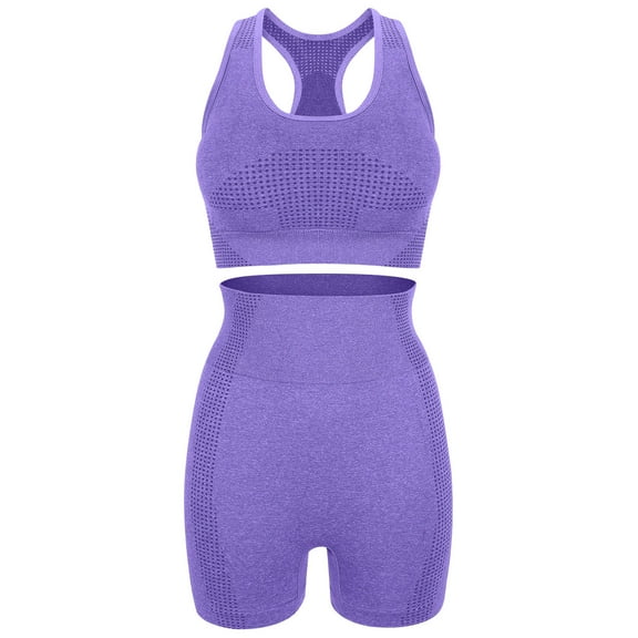 Worgeous 1 Set Workout Set for Women Workout Sets Purple Polyamide Breathable Comfortable Fit