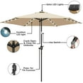 thumbnail image 2 of Scafild | 7.5 Ft Solar LED Light Patio Umbrella Outdoor W/ Easy Tilt - Off-white, 2 of 6