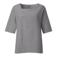 thumbnail image 4 of Tops for Women 3/4 Sleeve Solid Color Fashion Summer T Shirts 2026 Square Neck Lightweight Casual Going Out Tees, 4 of 4