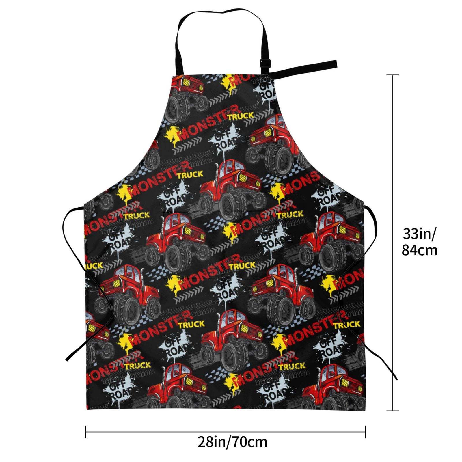 Kdxio Monster Truck Apron with Pockets Adjustable Kitchen Aprons for Men Women Waterproof Aprons for Cooking,Drawing,Crafting, Baking Household Cleaning