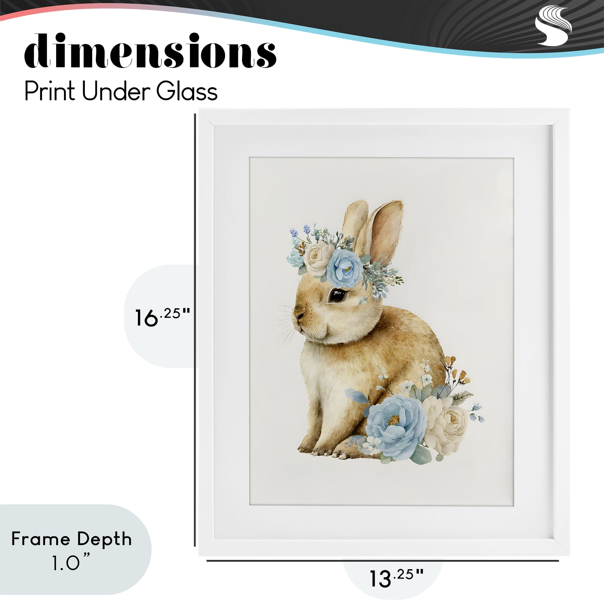 Stupell Industries Watercolor Nursery Bunny White Framed Print Under Glass, design by LSR Design Studio