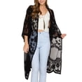 thumbnail image 1 of Txlixc Cardigan de playa casual para mujeres, 3 / 4 mangas bordadas transparentes Txlixc moda, 1 of 6