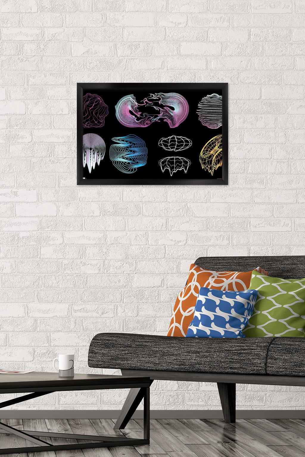 Retrofuturistic Shapes Wall Poster, 14.725" x 22.375" Framed